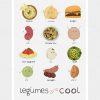 Lámina Legumes are cool (Las legumbres molan) en estilo infantil, patrón de platos con legumbres y graciosas legumbres como el garbanzo, la alubia, el cacahuete o la soja