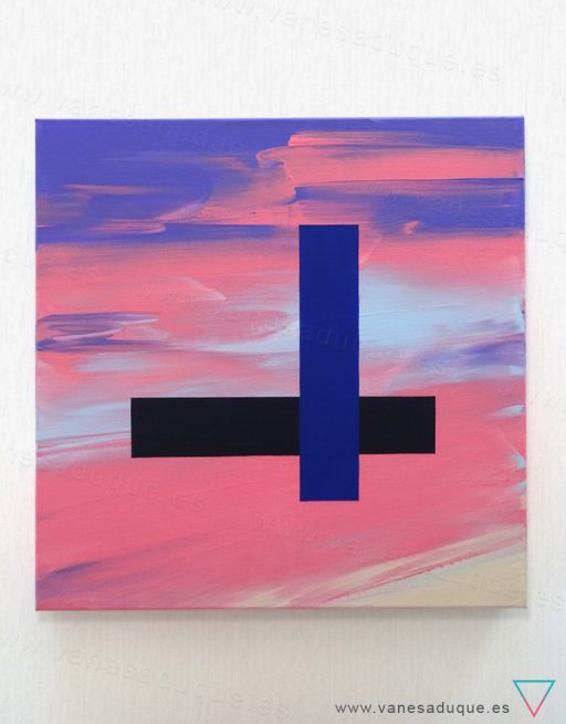 Vista frontal completa de BARCELONA SKYLINE I, cuadro urbano abstracto