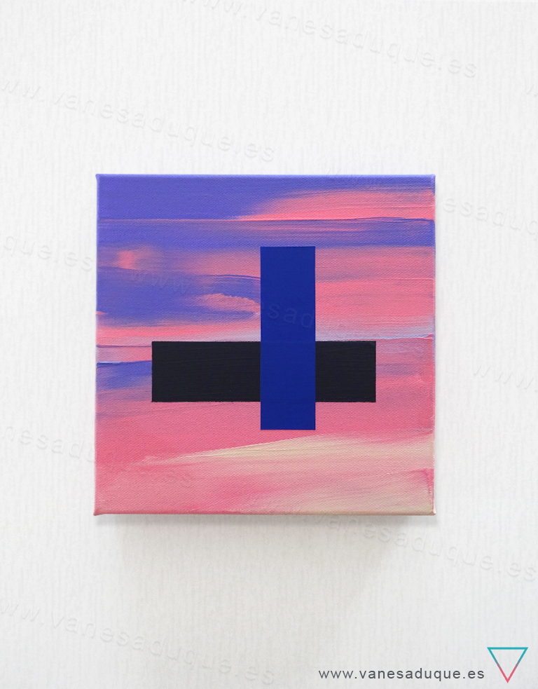 Vista frontal completa de BARCELONA SKYLINE II, cuadro urbano abstracto