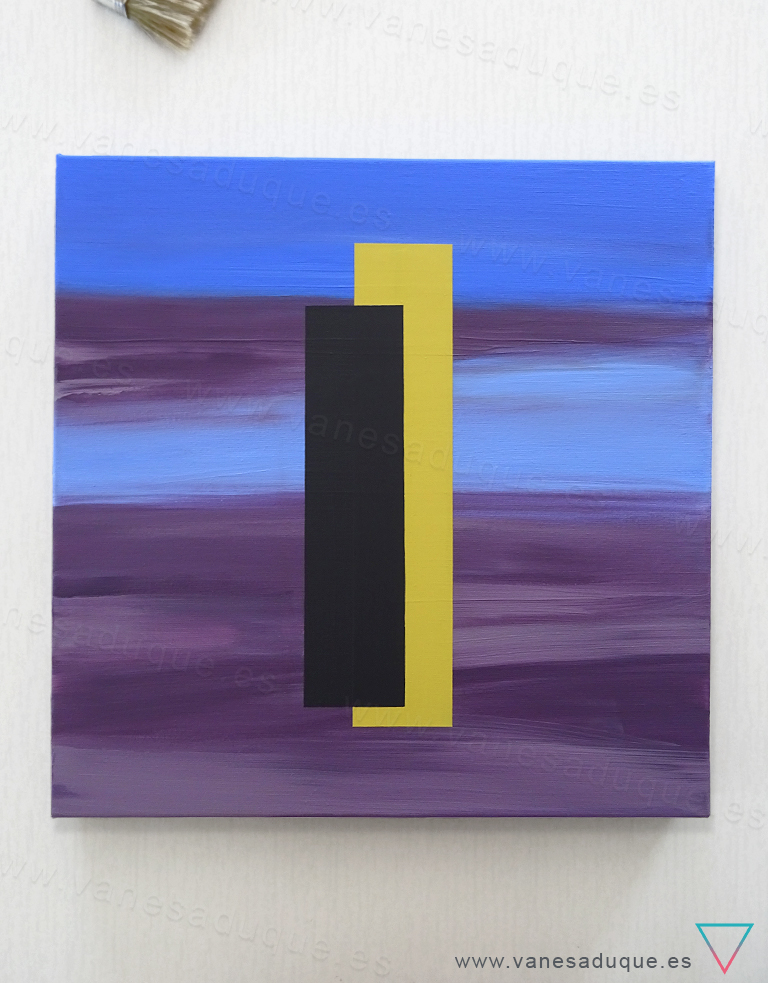 Vista frontal completa de MADRID SKYLINE , cuadro urbano abstracto